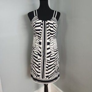 Robbie Bee‎ Black And White Patterned Sleeveless Midi Dress